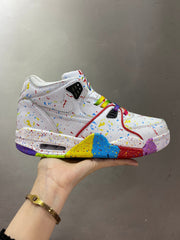 Nike Air Flight 89 High-Top Sneakers in White Multicolor