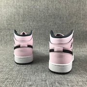 Air Jordan 1 Mid Pink and Black High-Top Sneakers