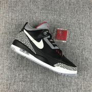 Air Jordan 3 Retro Black Cement Sneakers, Black and Grey