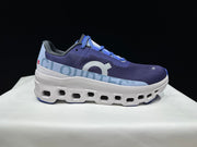 On Cloudmonster Running Shoes, Navy and White