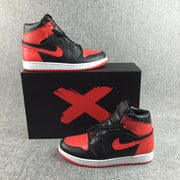 Air Jordan 1 High Black Red Scale-Textured Sneakers