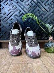 adidas Samba Low-Top Sneakers in White and Purple Print