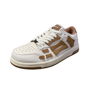 White and Brown Spade A Low-Top Sneakers MFS003-126