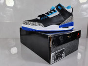 Air Jordan 3 Retro Black Blue Elephant Print Sneakers
