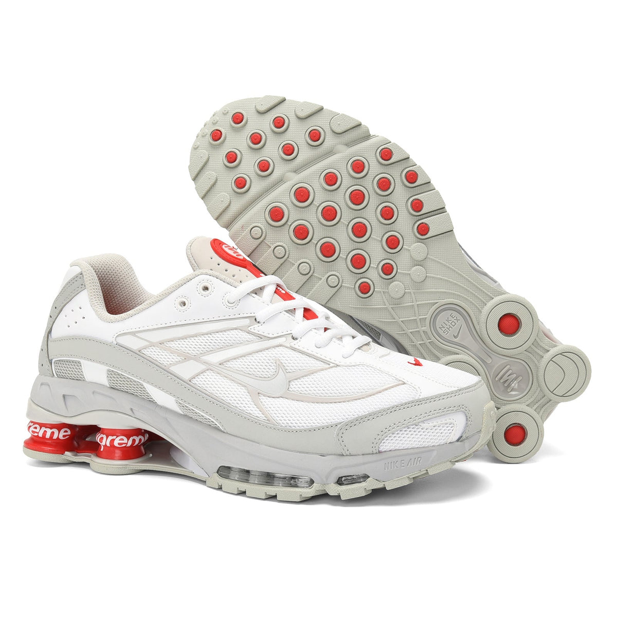 Nike Shox Ride 2 Sneakers in White, Gray and Red