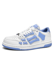AIVIR White and Light Blue Low-Top Sneakers