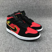 Air Jordan 1 Mid Black, Red and Volt Sneakers