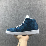 Air Jordan 1 Mid Blue Pattern Women's Sneakers AH7389-300