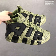 Nike Air More Uptempo Sneakers in Olive and Black