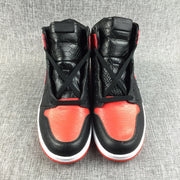 Air Jordan 1 High Black Red Scale-Textured Sneakers