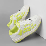 AMIRI Bone Low-Top Sneakers in White and Neon Green