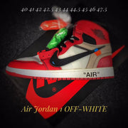 Off-White x Air Jordan 1 High Sneakers, Red and White