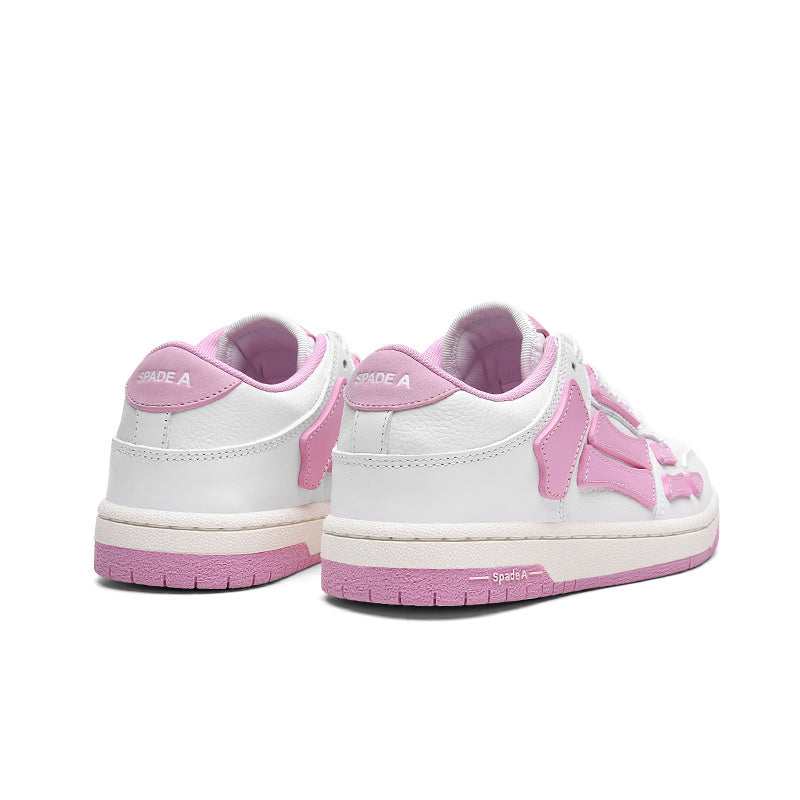 White and Pink Spade A Low-Top Sneakers MFS003-109