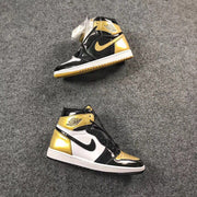 Jordan 1 High Mismatched Black Gold White Sneakers