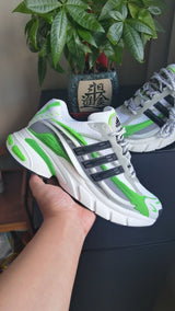 adidas White and Green Running-Inspired Sneakers