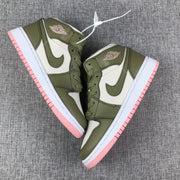 Air Jordan 1 High Sneakers Olive Green White Pink
