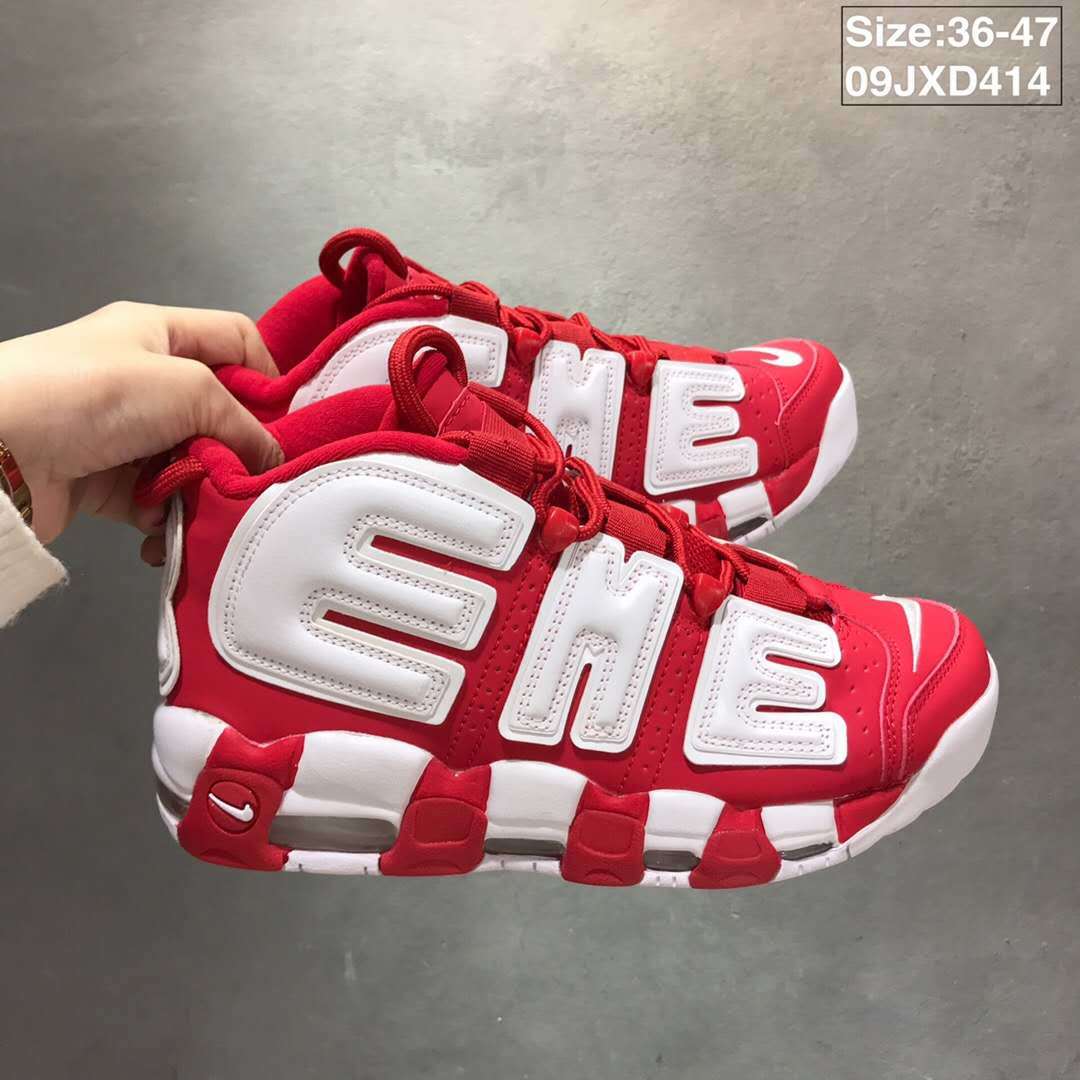 Nike Air More Uptempo Sneakers White and Red 09JXD414
