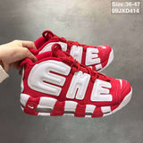 Nike Air More Uptempo Sneakers White and Red 09JXD414