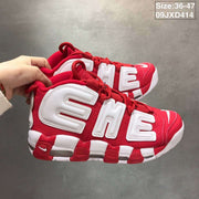 Nike Air More Uptempo Sneakers White and Red 09JXD414
