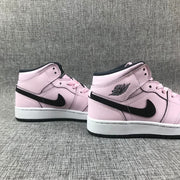 Air Jordan 1 Mid Pink and Black High-Top Sneakers