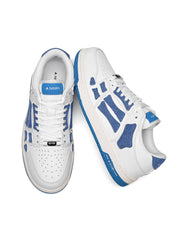 AMIRI Bone-Look Low-Top Sneakers in White and Denim Blue