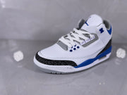 Jordan 3 Retro White and Royal Blue Basketball Sneakers