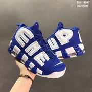 Nike Air More Uptempo White Blue Basketball Sneakers 09JXD823