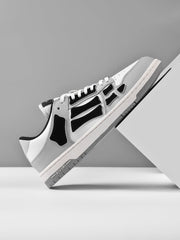 AMIRI Gray and White Low-Top Sneakers with Black Accents