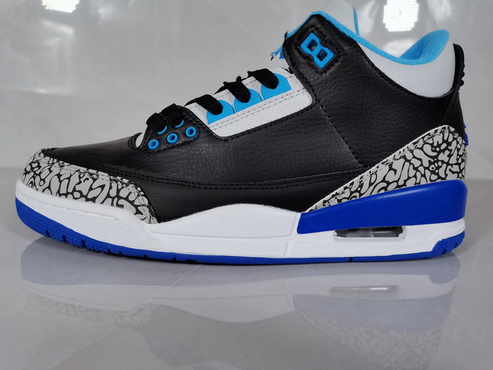 Air Jordan 3 Retro Black Blue Elephant Print Sneakers