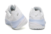 ASICS White and Silver Court Sneakers with Pale Blue Midsole