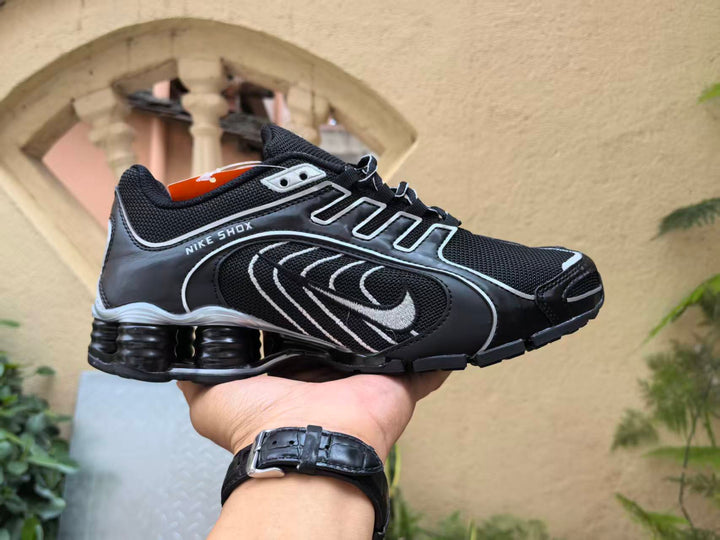 Nike Shox Black and Silver Sneakers