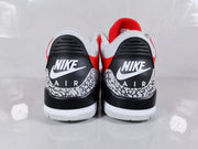 Air Jordan 3 Retro Red Black Cement Print Sneakers