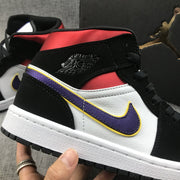 Air Jordan 1 Mid SE Black Purple Yellow Sneakers 852542-005