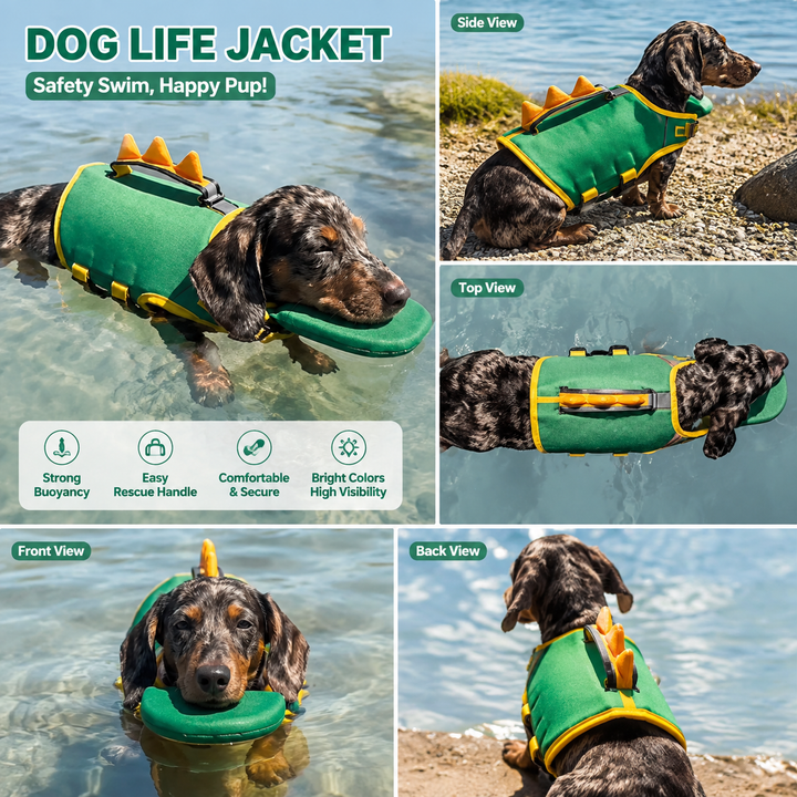 Dog Swimming Vest Dog Life Jacket with Handle – Adjustable for Small & Medium Dogs