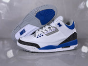 Jordan 3 Retro White and Royal Blue Basketball Sneakers
