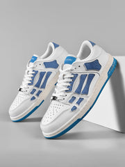 AMIRI Bone-Look Low-Top Sneakers in White and Denim Blue