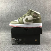 Air Jordan 1 High Sneakers Olive Green White Pink