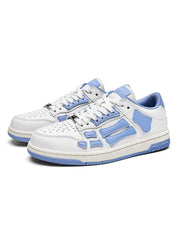 AIVIR White and Light Blue Low-Top Sneakers