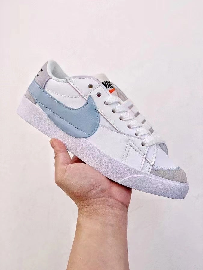 Nike Blazer Low 07 White and Light Blue Sneakers