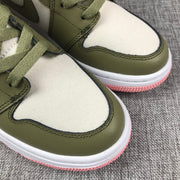 Air Jordan 1 High Sneakers Olive Green White Pink