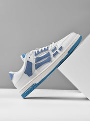 AMIRI Bone-Look Low-Top Sneakers in White and Denim Blue