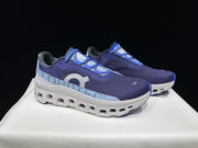 On Cloudmonster Running Shoes, Navy and White