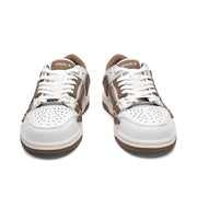 White and Brown Spade A Low-Top Sneakers MFS003-126