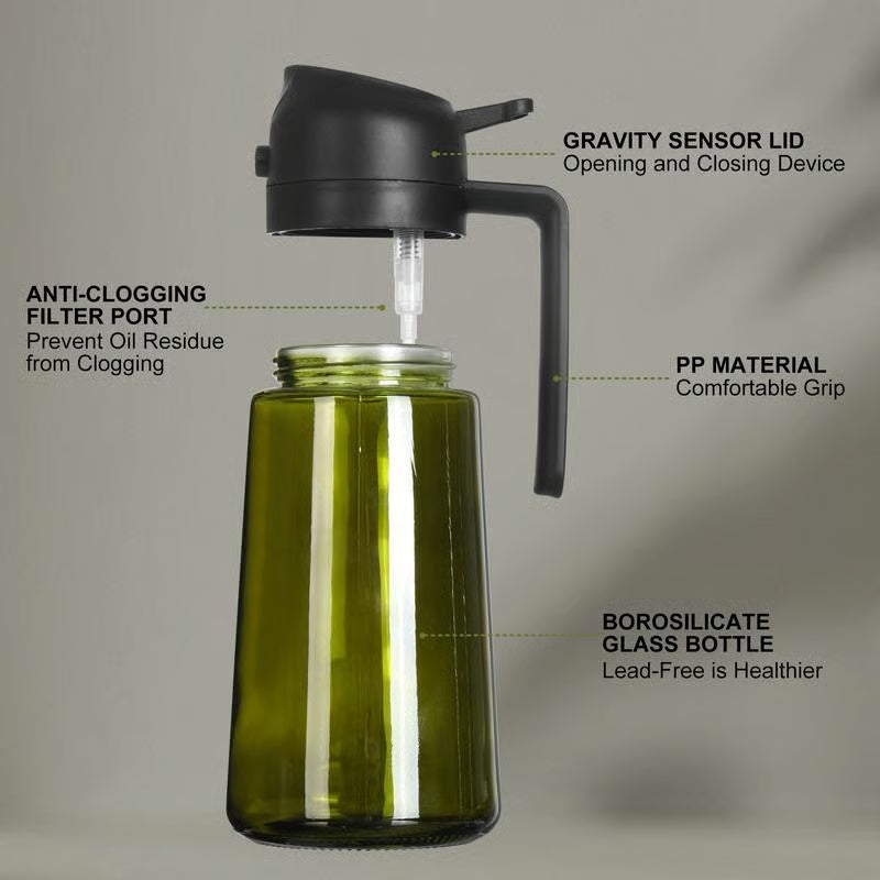 🎁HOT SALE💕2 in 1 Glass Oil Sprayer & Dispenser🔥