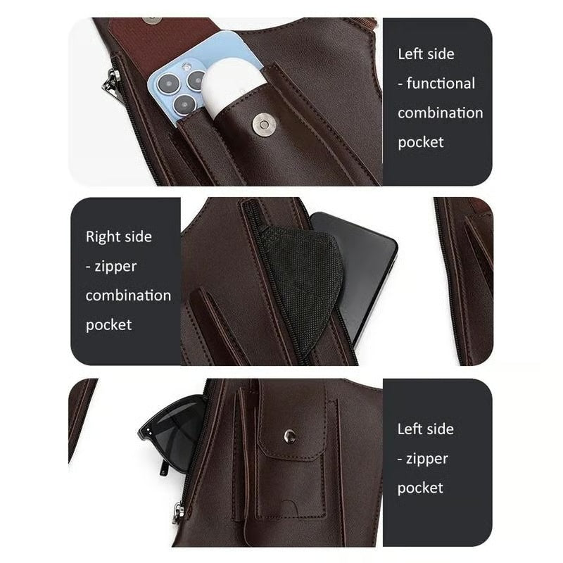 Premium Leather Adjustable Underarm Shoulder Bag for Men & Women